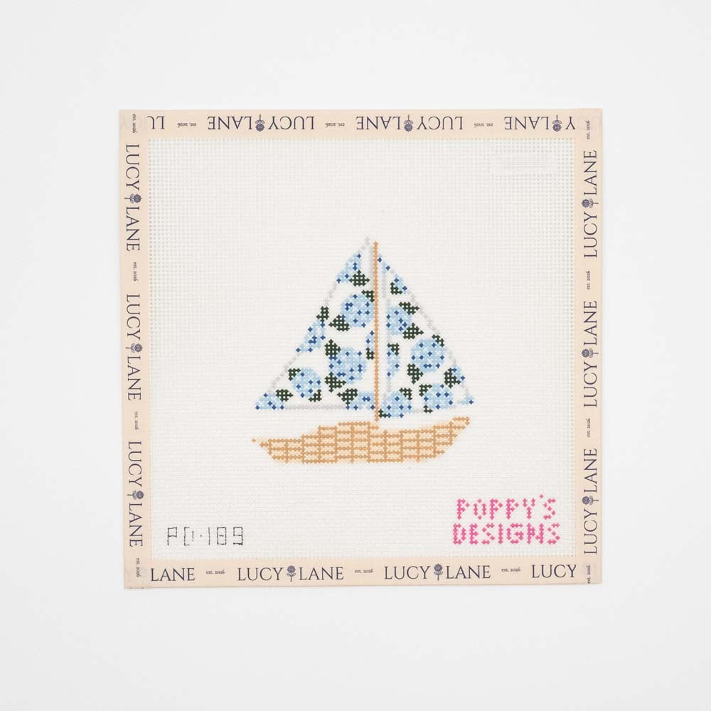 Hydrangea Sailboat - Poppy's Designs Needlepoint