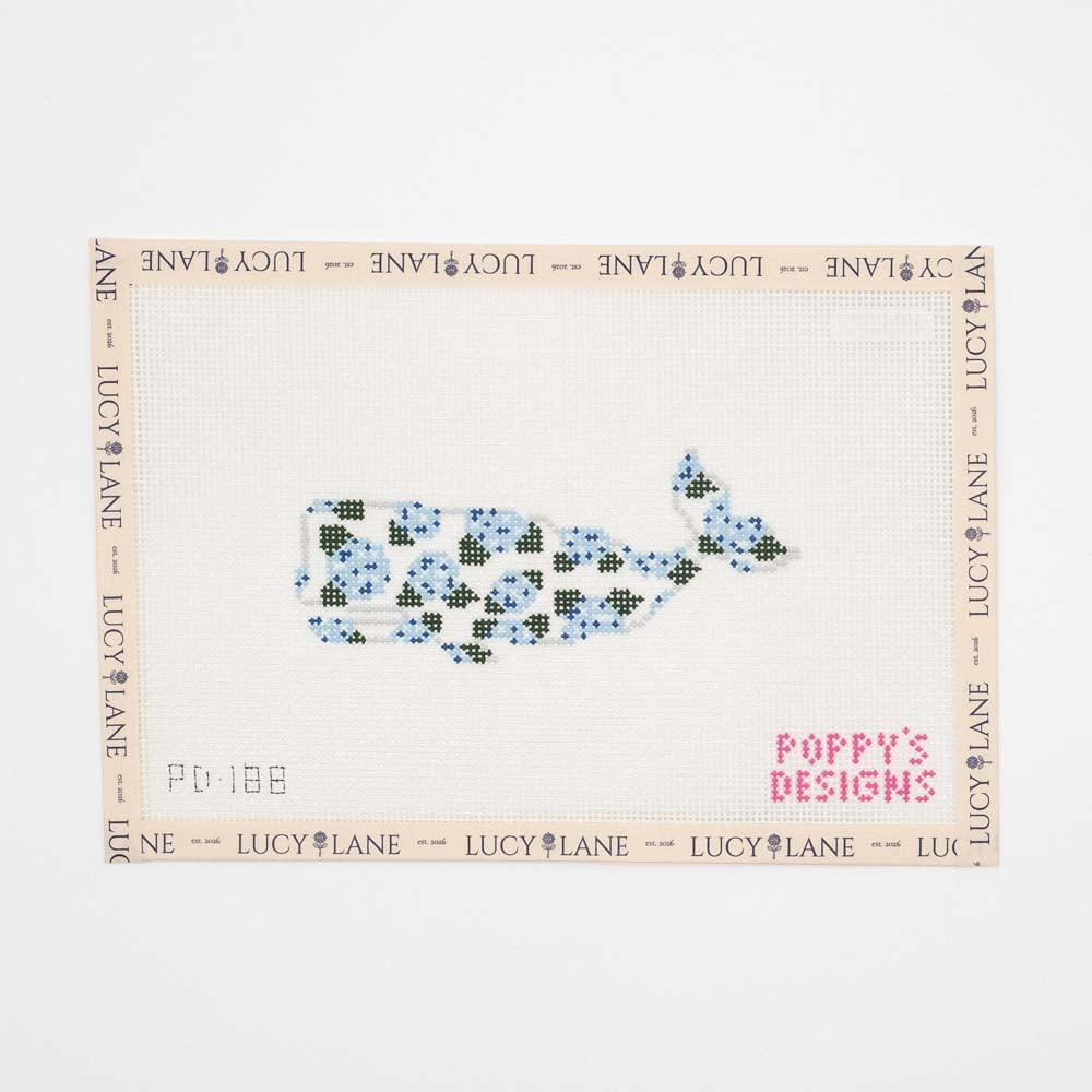 Hydrangea Whale Canvas - Poppy's Designs Needlepoint