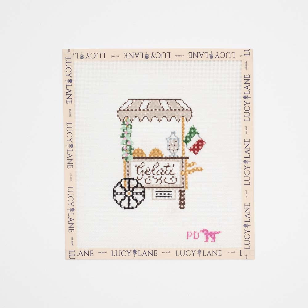 Gelato Cart Canvas - Poppy's Designs Needlepoint