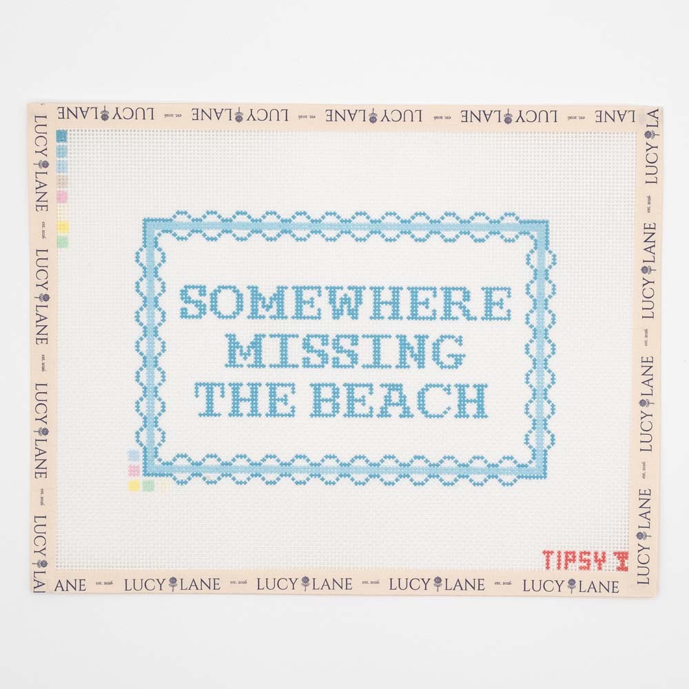 Somewhere Missing The Beach Needlepoint Canvas - Threaded and Tipsy