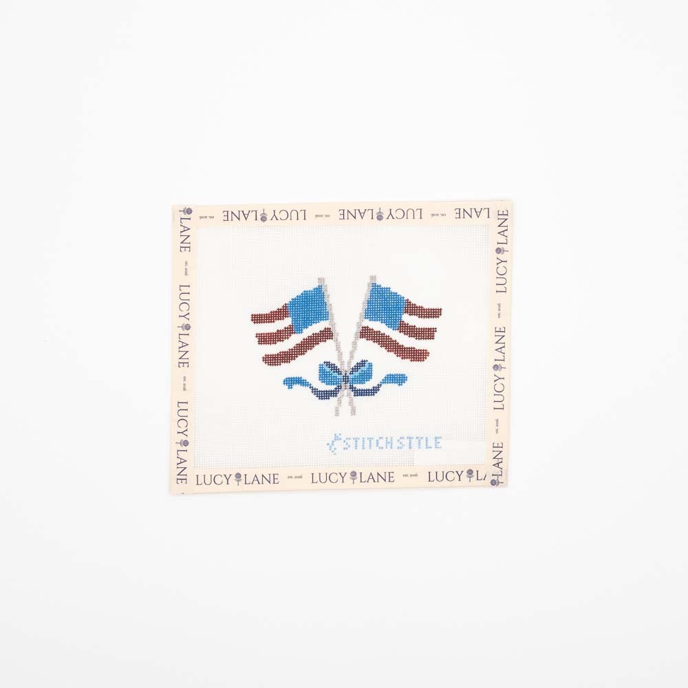 American Flags with Bow Canvas - Stitch Style
