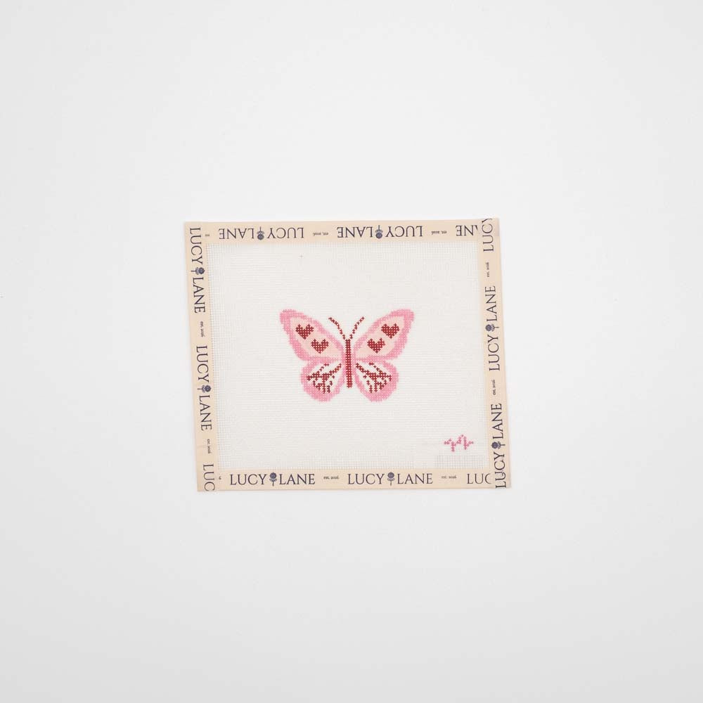 Hearts Butterfly 18 Canvas - Code Thread Needlepoint