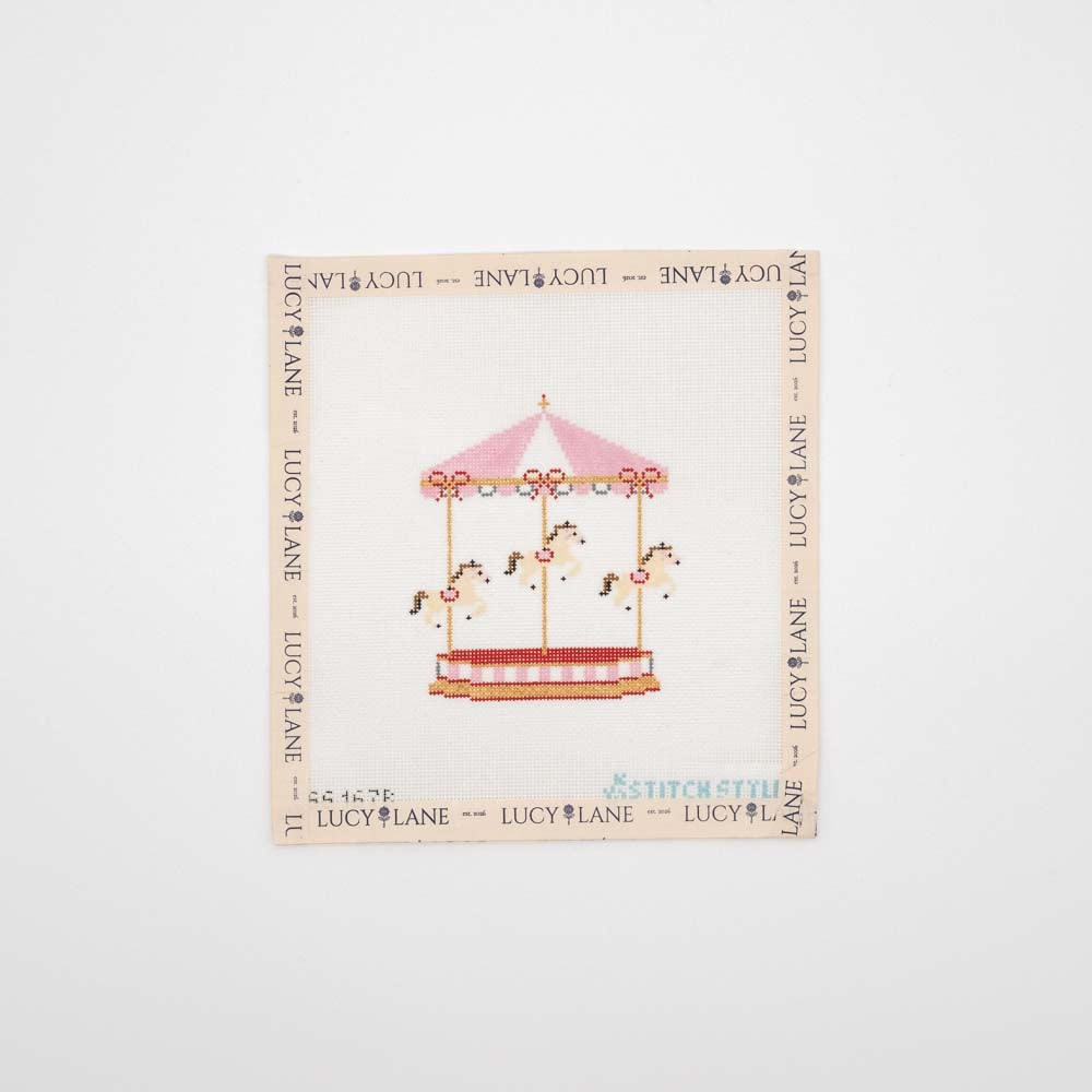 Pink Baby Carousel Canvas - Stitch Style