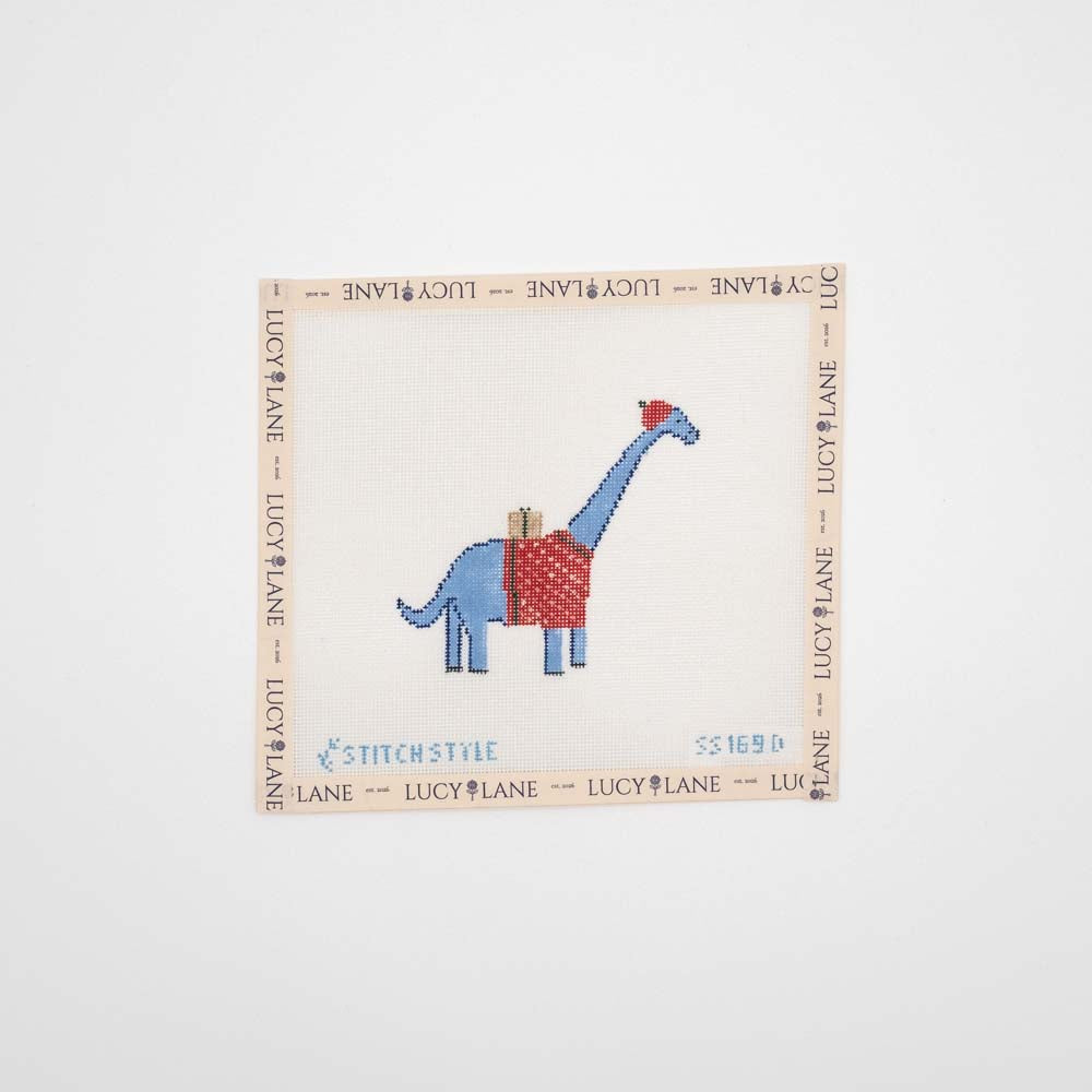 Christmas Dinosaur Brontosaurus Canvas - Stitch Style