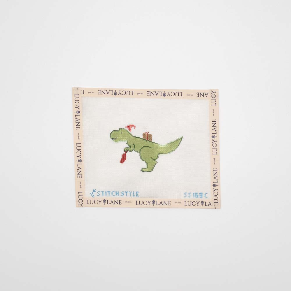 Christmas Dinosaur T-Rex Canvas - Stitch Style