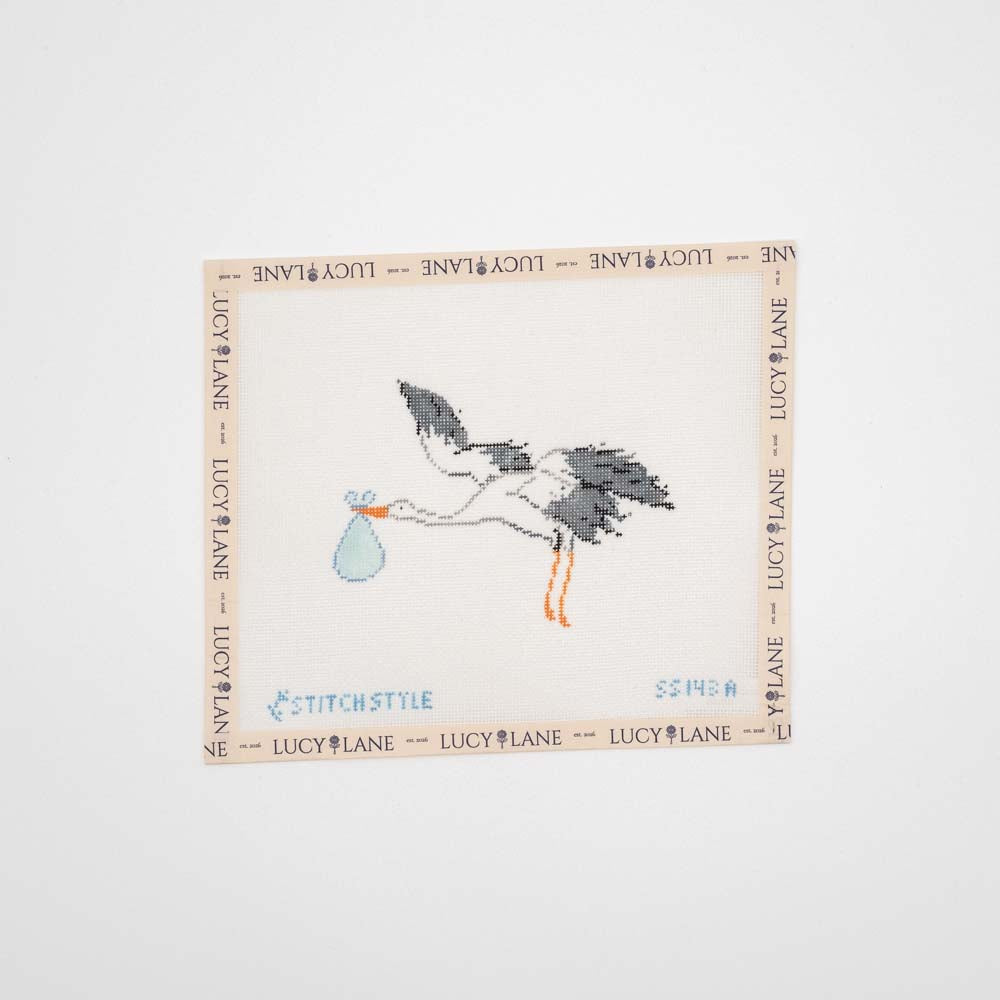 Stork Needlepoint Canvas - Blue - Stitch Style