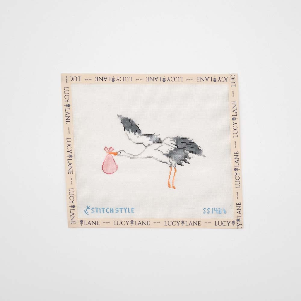 Stork Needlepoint Canvas - Pink - Stitch Style