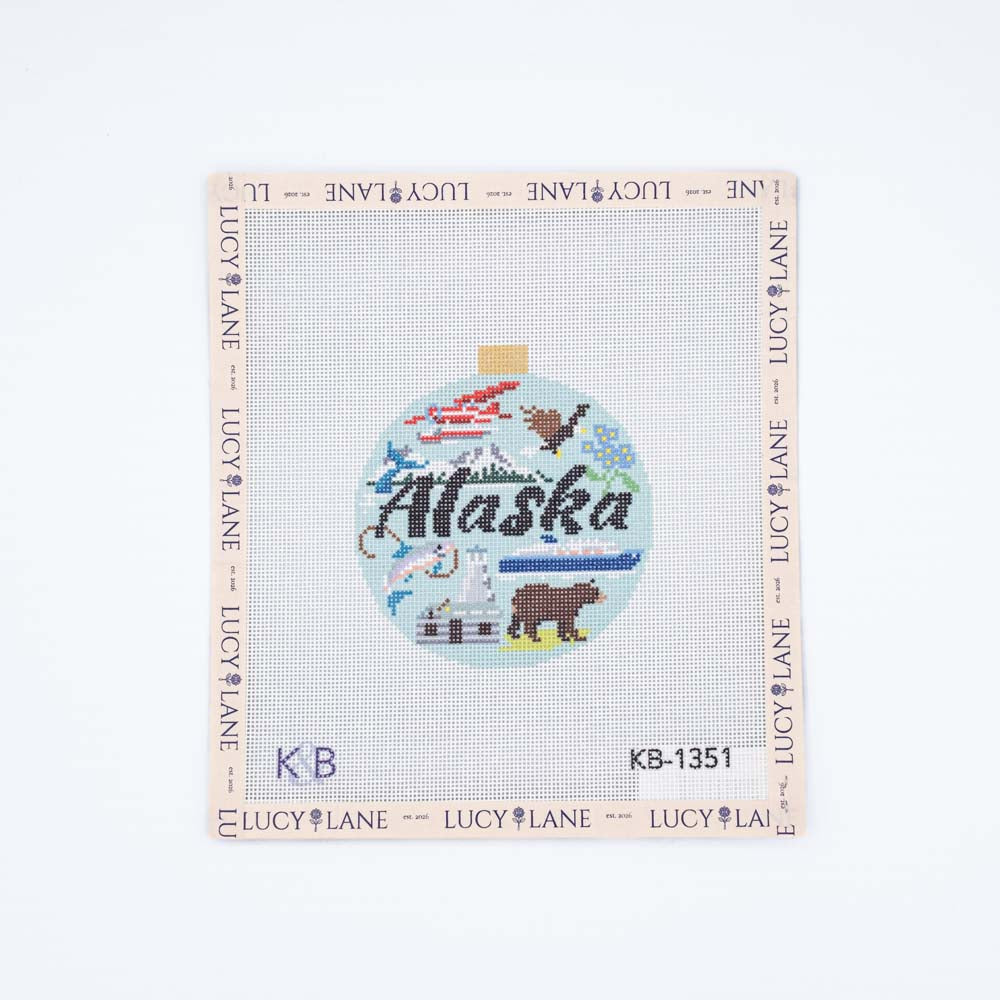 Alaska Travel Round Canvas - Bradley Needlepoint Company