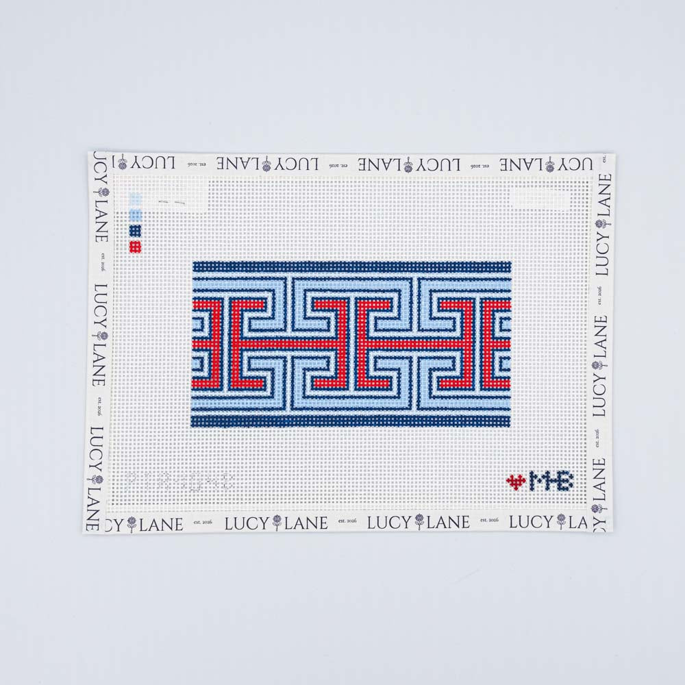 Greek Key Blue/Red Canvas - Love MHB Studio