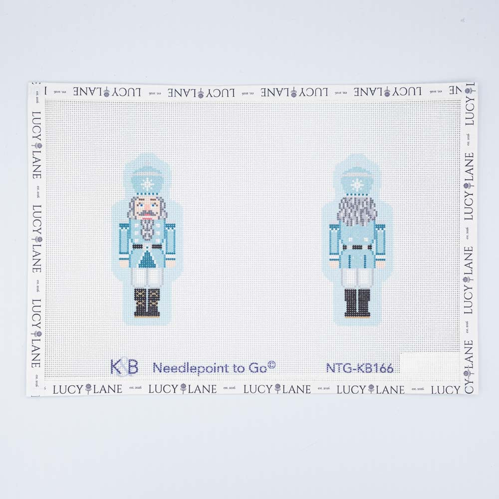 Nutcracker Double Sided Ornament Light Blue Canvas - Bradley Needlepoint Company