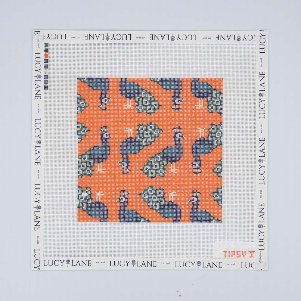 Orange Peacock Square Canvas - Threaded & Tipsy
