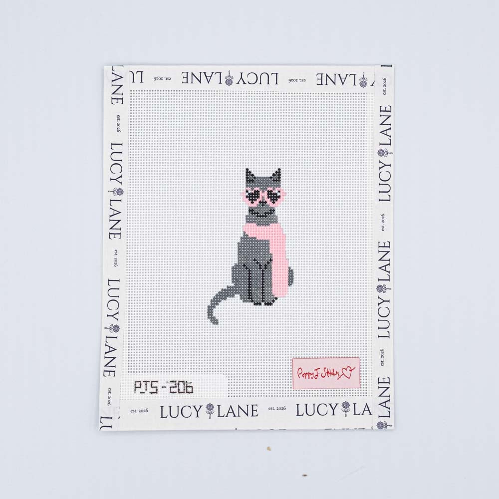 Mini Fab Cat Black Canvas - Poppy J Stitches