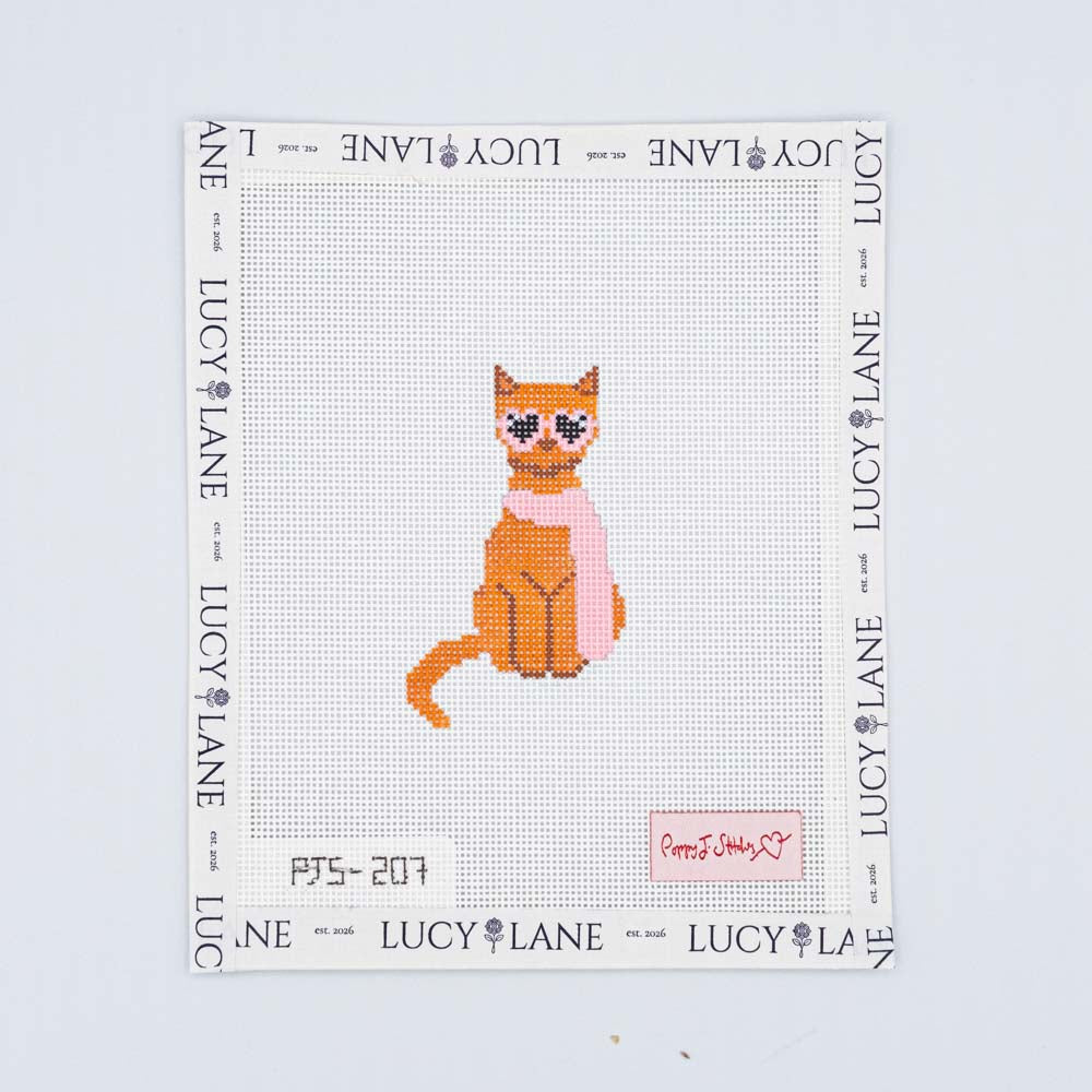 Mini Fab Cat Orange Canvas - Poppy J Stitches