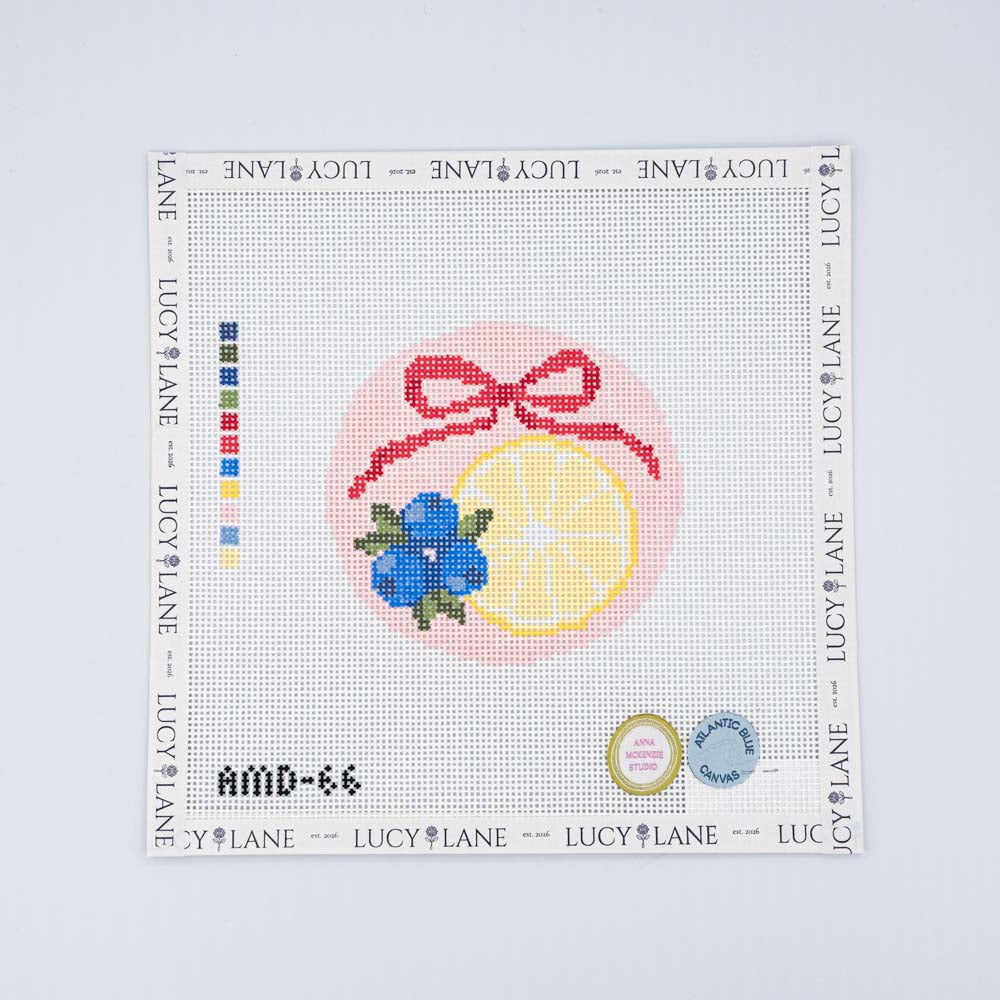 Lemon & Blueberry Bow Canvas - Atlantic Blue Canvas