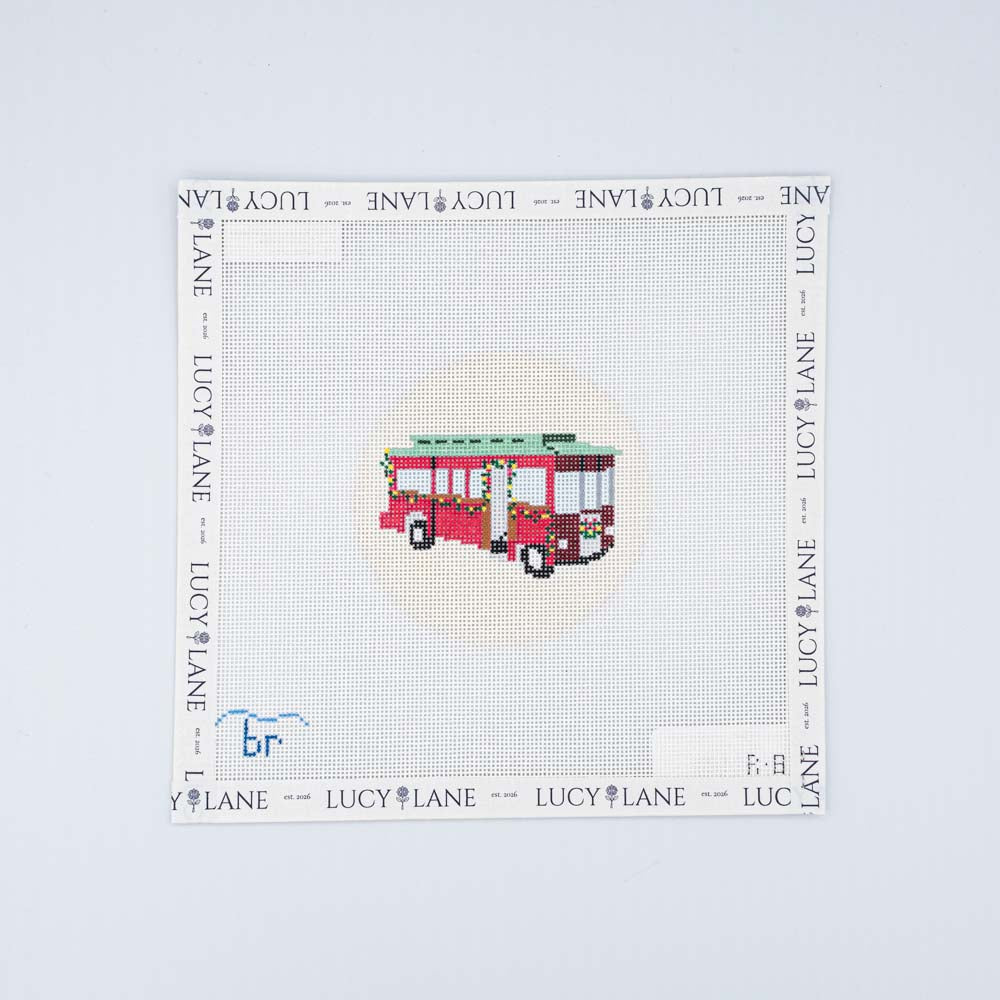 Christmas Trolley Canvas - Blue Ridge Stitchery
