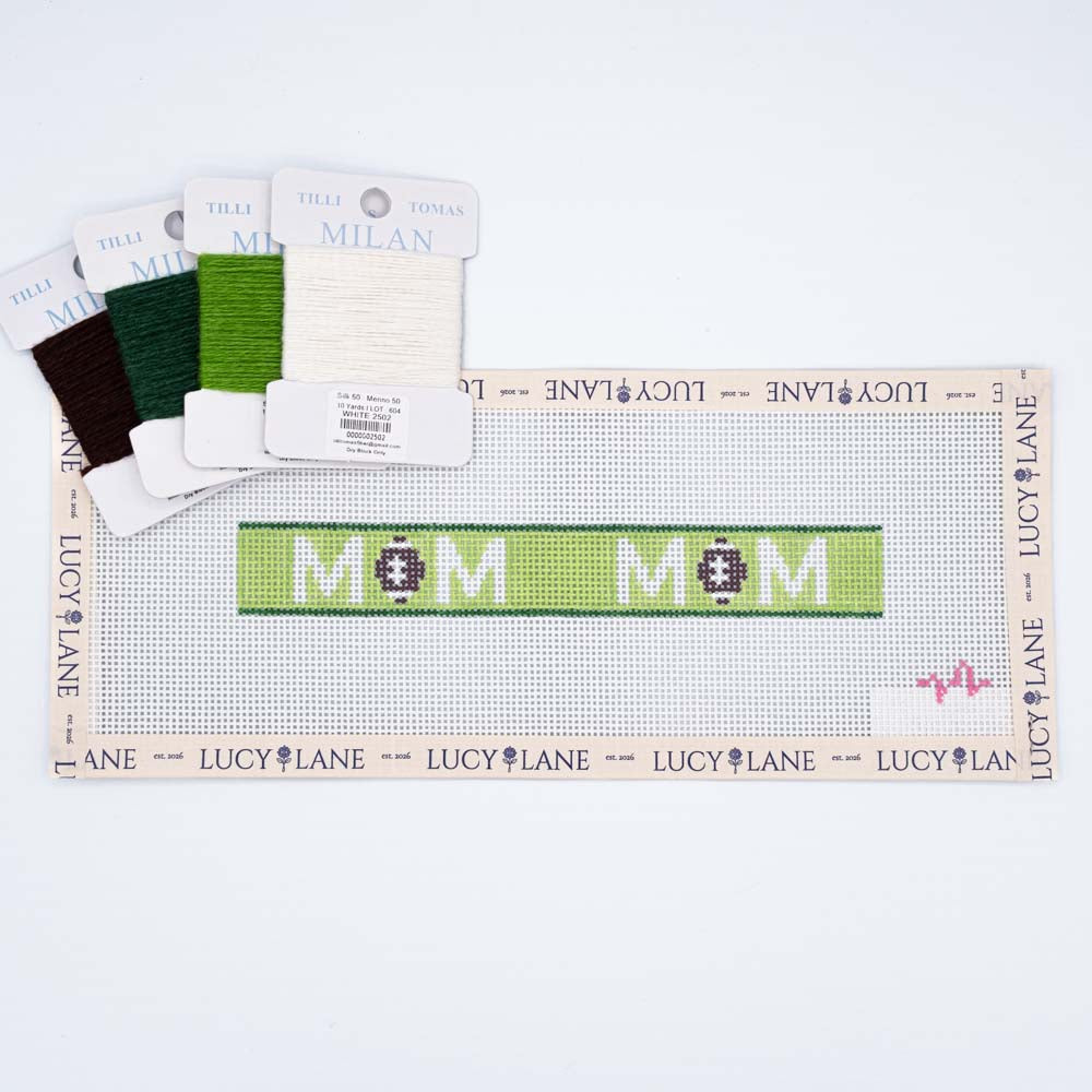 Football Mom Key Fob Canvas - Code Threaded Needlepoint