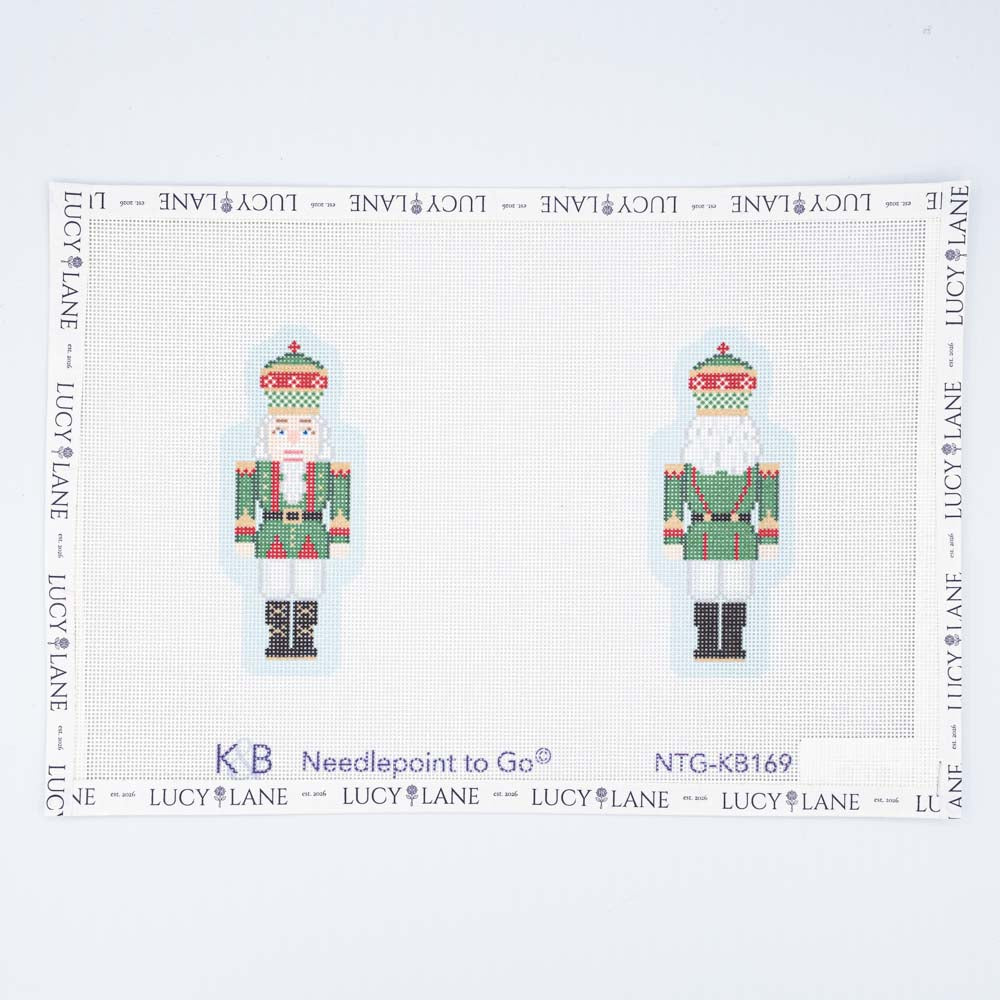Nutcracker Double Sided Ornament Green Canvas - Bradley Needlepoint Company