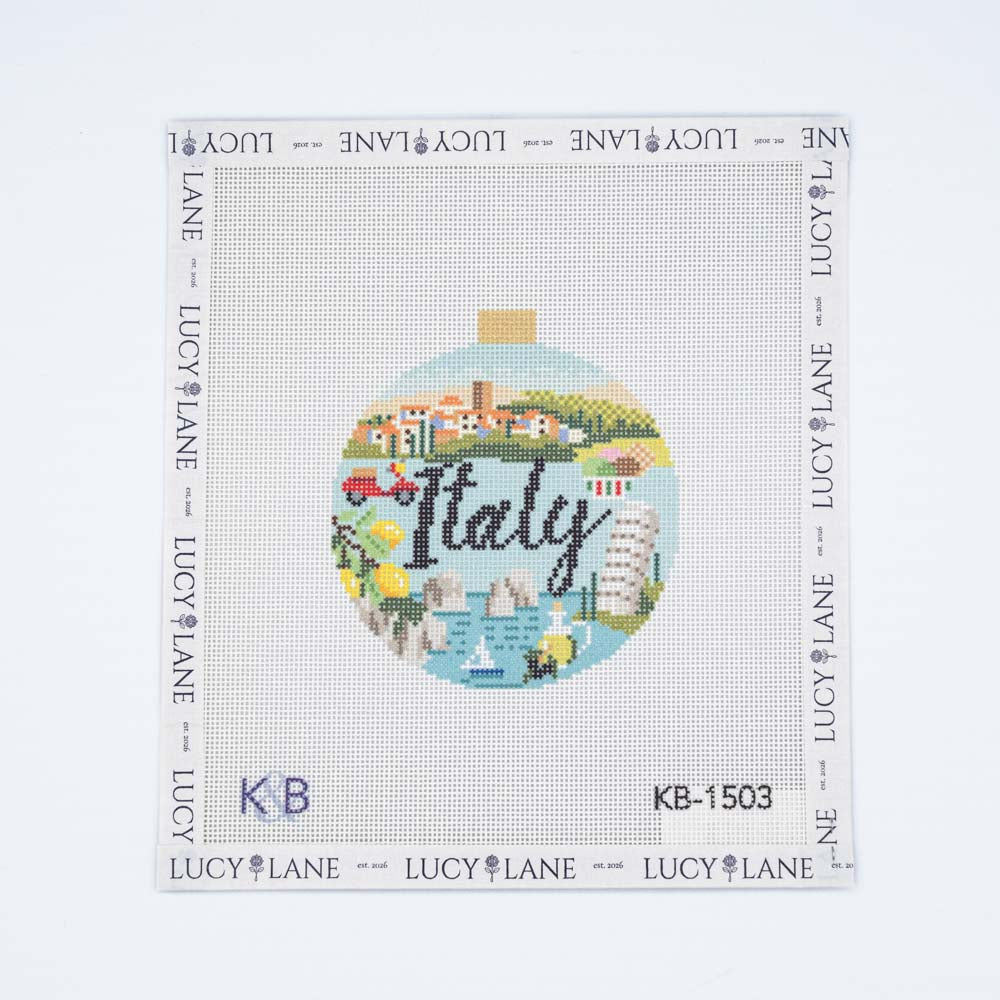 Travel Round Italy Canvas - Bradley Needlepoint Company