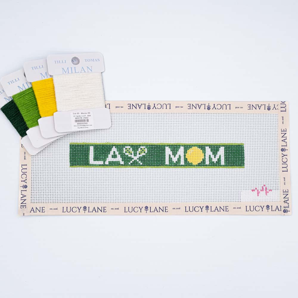 LAX Mom Key Fob Canvas - Code Threaded Needlepoint