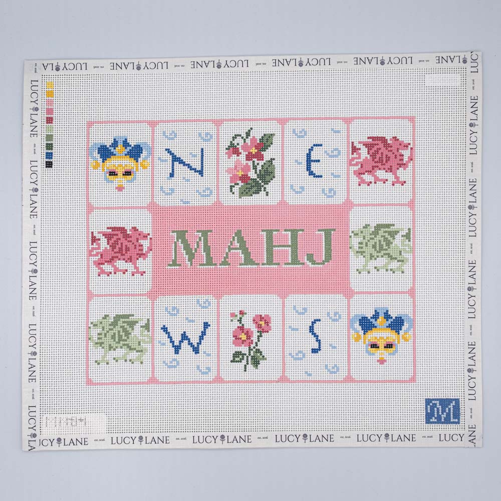 Mahj Tile Pouch Canvas - Pink - Maura Nolan Designs