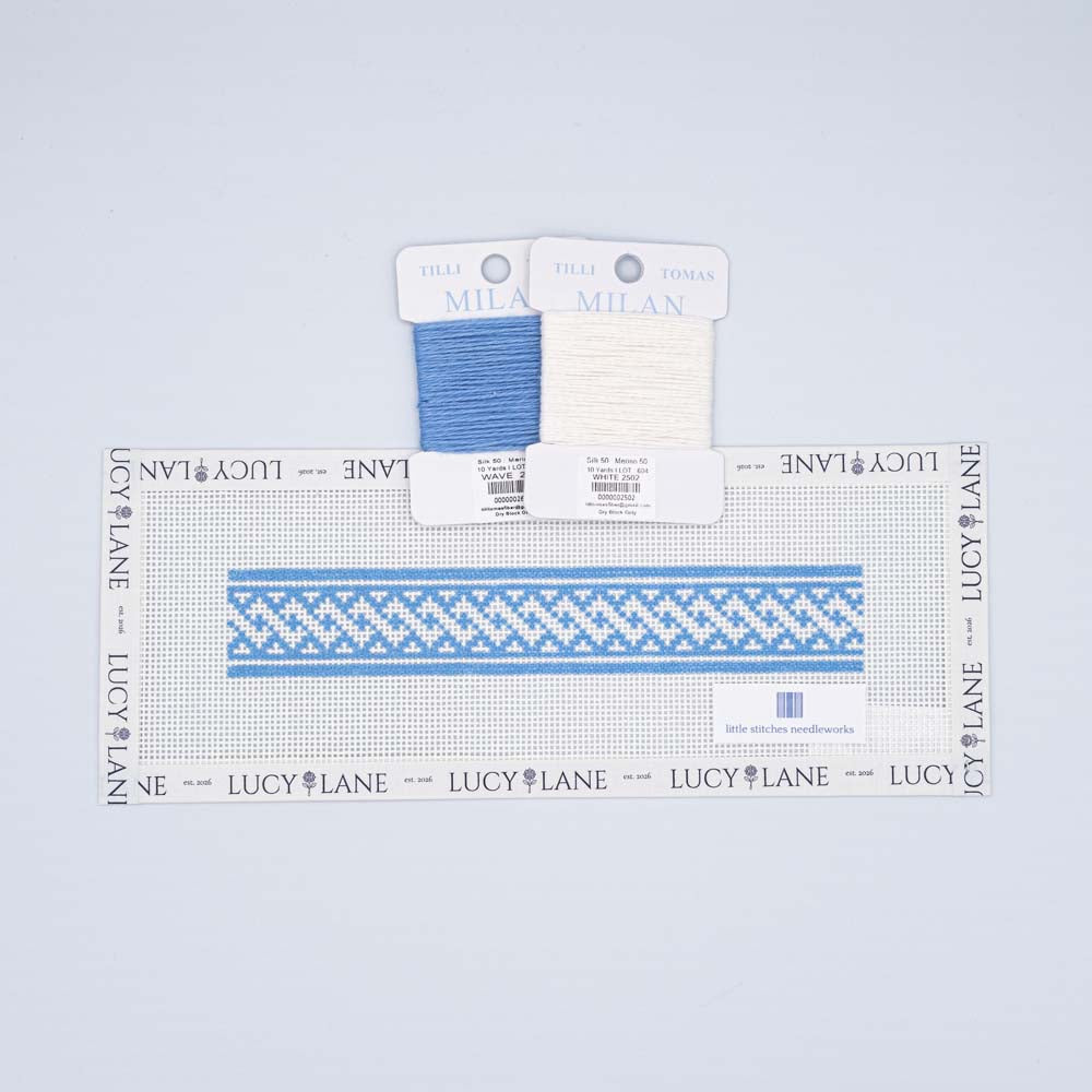 Nantucket Braid Key Fob Canvas - Summer Blue - Little Stitches Needleworks