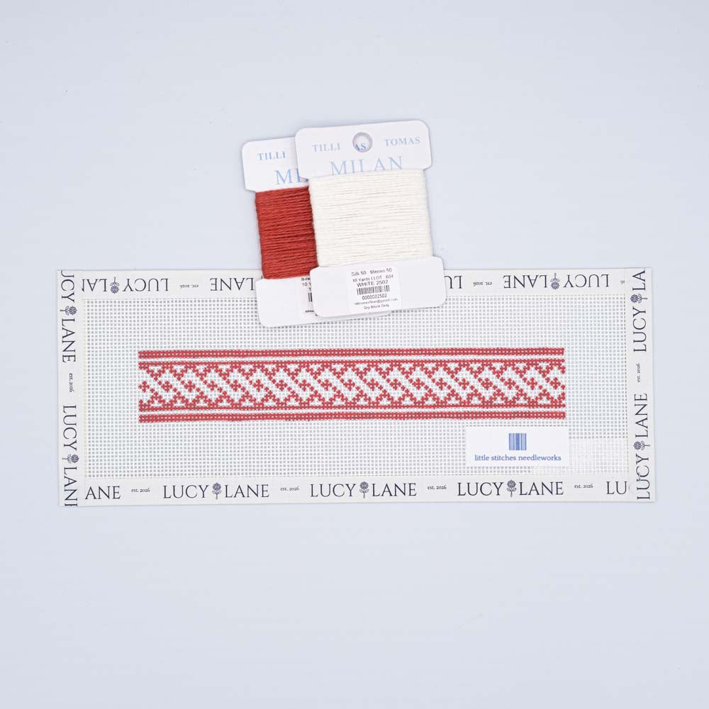 Nantucket Braid Key Fob Canvas - Nantucket Red - Little Stitches Needleworks