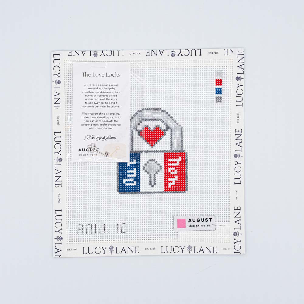 Paris Bag Charm Love Lock Canvas + Key Charm - August Design Works