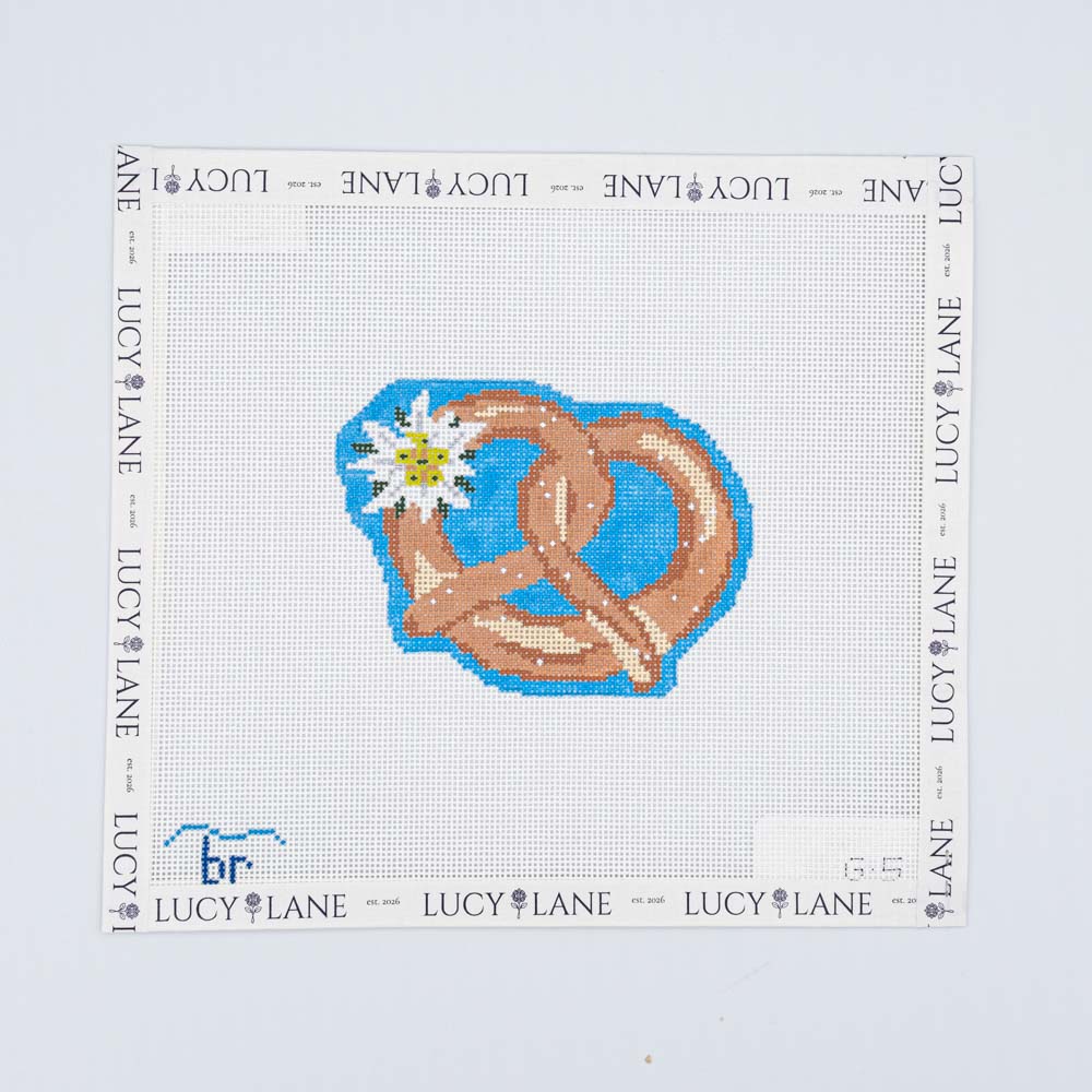 Brez'n (Pretzel w/ Edelweiss) Canvas - Blue Ridge Stitchery